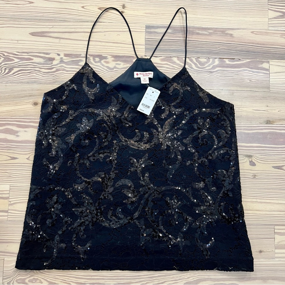 Brooks Brothers Red Fleece Sequin Cami Top Size Medium NWT